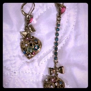 Betsey Johnson jeweled mismatch heart earrings
